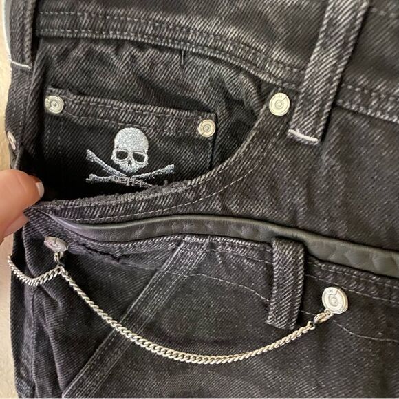 Mastermind Japan x C2H4 jeans double waist skull print chain black NWT S $550 - Picture 11 of 16